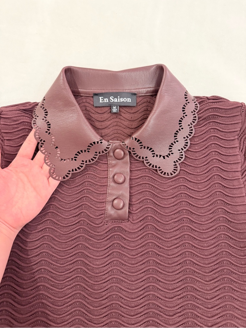 En Saison Wine Burgundy Two-Piece Mini Set with Scalloped Trim - Picture 6 of 11